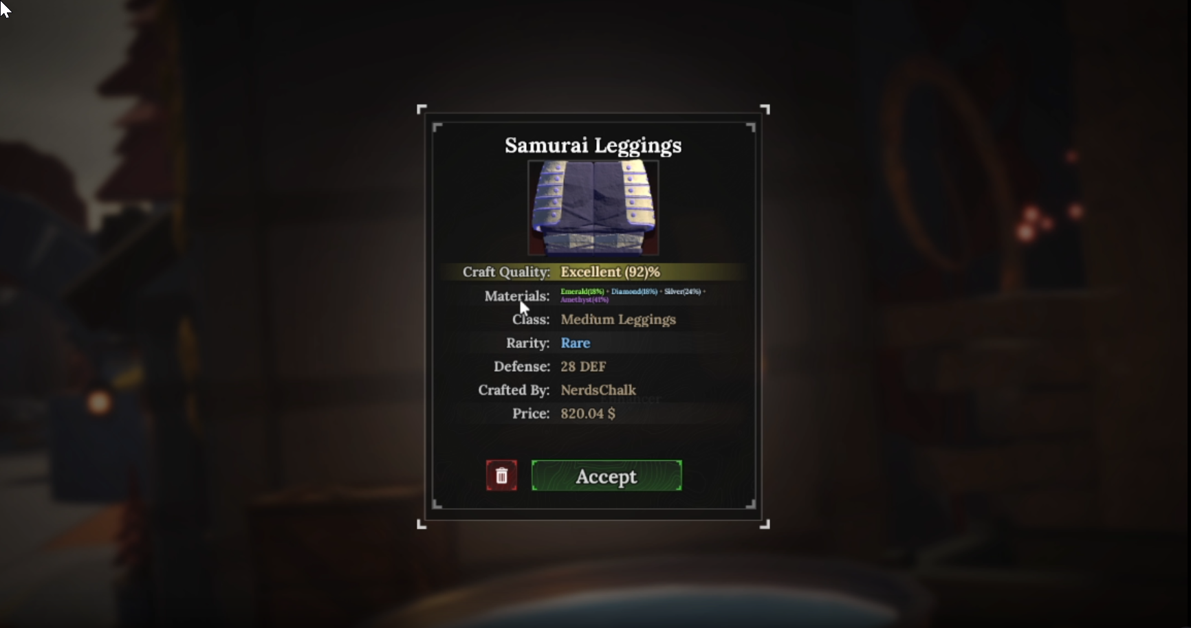 How to Craft Samurai Leggings in The Forge Roblox