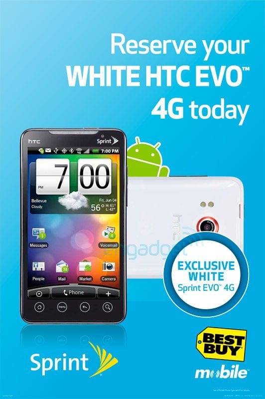 White HTC EVO at Beast Buy on July 11, Pre-Order begin Today