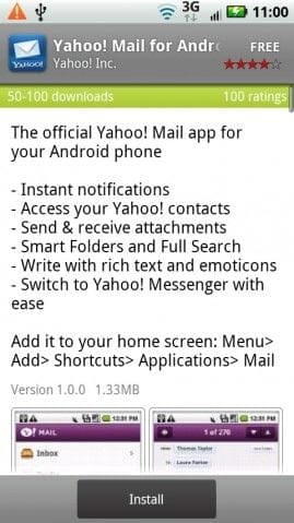 Yahoo! on Android: Mail App, Messenger App and Search Widget