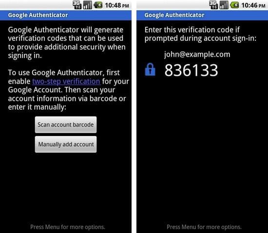 Google Authenticator android app: Supports Two-step verification for Google Apps!