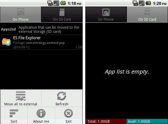 App 2 SD Android App: Lists apps that can be moved to SD Card [Android 2.2]