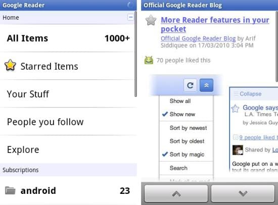 Google Reader Android App Launched by Google