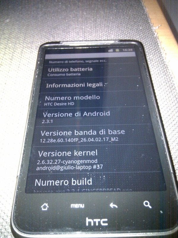 HTC Desire HD Spotted Running Android 2.3 With Cyanogenmod Kernel