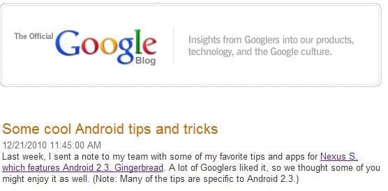 Wow! Google Gives You Some Tips and Tricks About Android (2.3!)