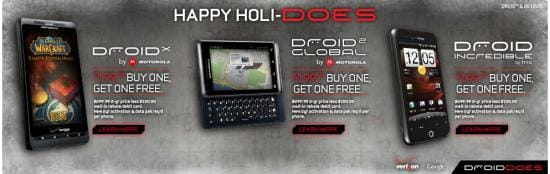 ‘Buy One Get One’ Free Available for Droid Incredible, Droid X and Droid 2 Global from Verizon