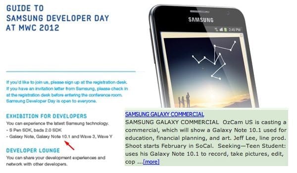 Samsung to Launch Galaxy Note 10.1 at MWC?