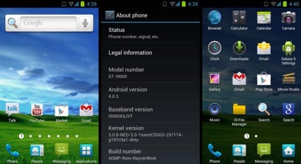 TouchWiz 4 and Android 4.0 on Galaxy S — AOMP Custom ROM