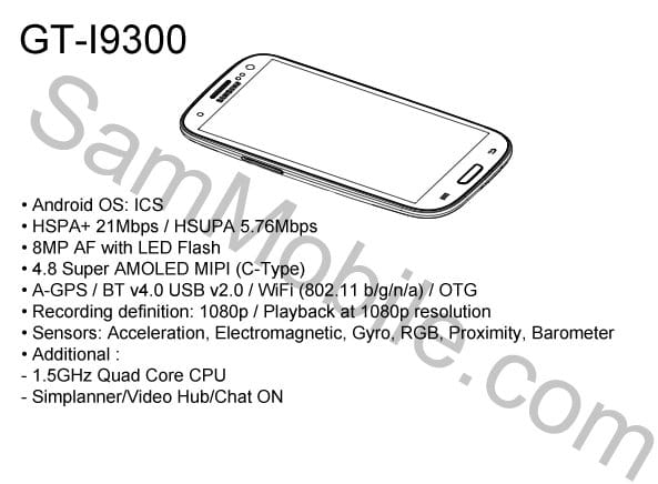 Official Galaxy S3 Leaked Via a Service Manual of i9300?