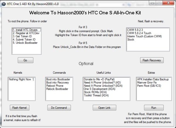 HTC One S Toolkit — Helps You Fix One S and Apply Hacks for Noobs