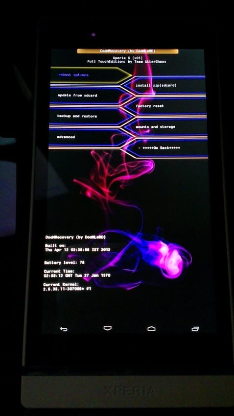 Clockworkmod (CWM) Recovery for Xperia S — Doomlord’s Extended Edition