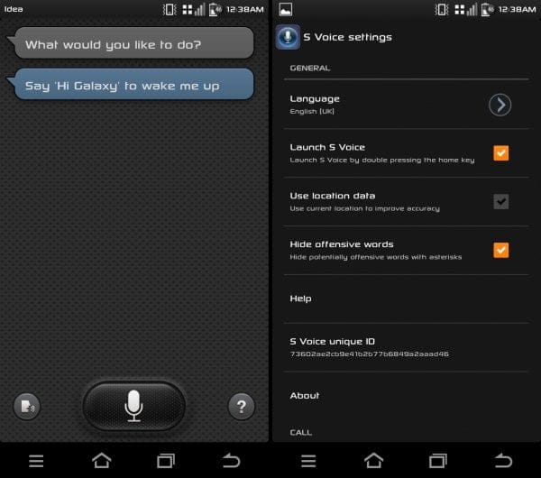 Galaxy S3 S Voice Android App