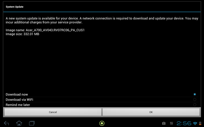 Acer Iconia Tab A700 Jelly Bean update rolling out now