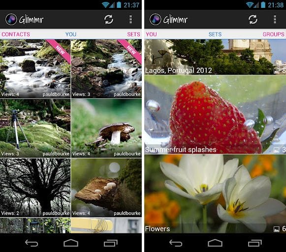 Try Glimmr, the new unofficial Flickr Android app