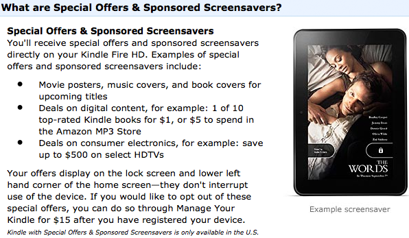 Wanna Remove Ads/Offers from Kindle Fire HD’s Lockscreen? Pay $15