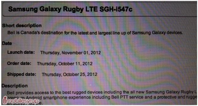 Samsung Galaxy Rugby LTE gets Release Date for Canada, coming soon at Bell and Telus