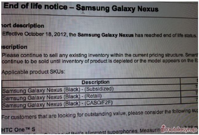 Bell Galaxy Nexus to be discontinued soon, becomes first GNex to get the treatment