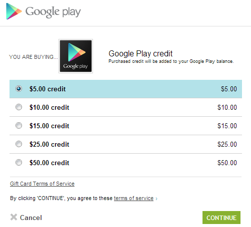 Play Store Credits can be bought from web in US. Though, you can’t gift credits for now