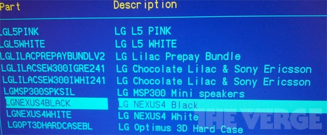 LG Nexus 4 spotted in Carphone Warehouse inventory listing