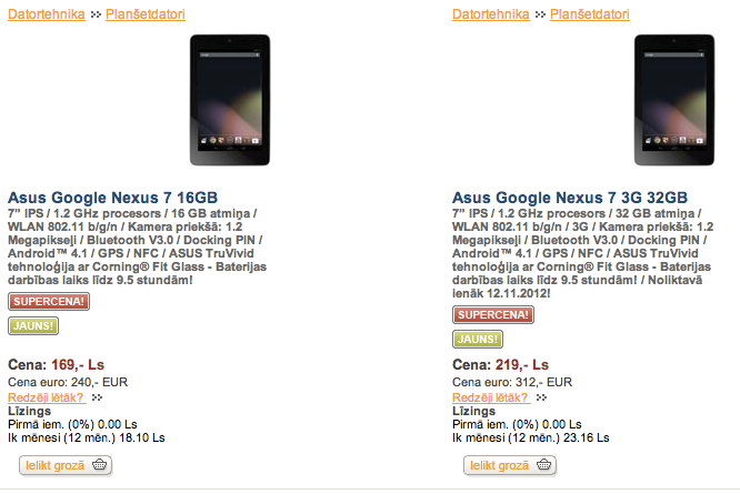 Nexus 7 Price and Release Date leak via online listing for both 16GB and 3G 32GB models