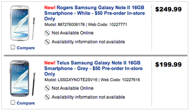 Unlocked Galaxy Note 2 price set at $729 in Canada