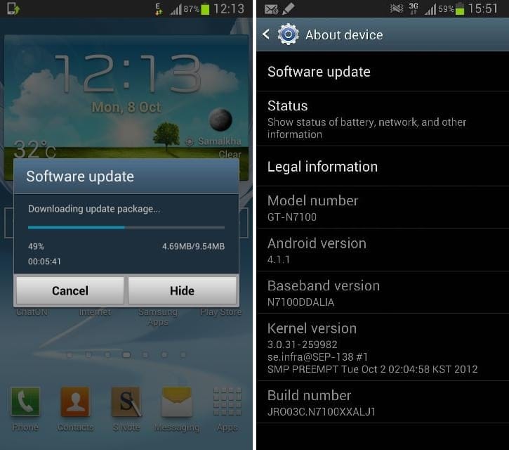 Samsung Galaxy Note 2 OTA Update enabling Multi-View in India