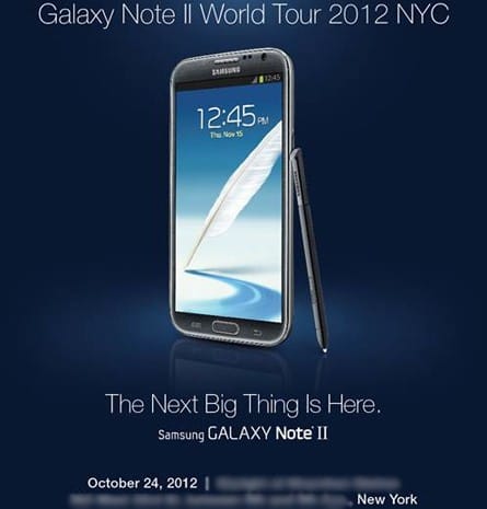 Samsung confirms Galaxy Note 2 announcement for US on October 24 at its NYC event