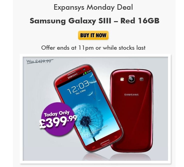 Samsung Galaxy S3 Price dropped to £400 in UK for today