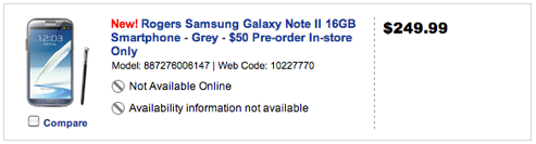 Rogers Galaxy Note 2 Price set pretty high at $249 on 3 year contract