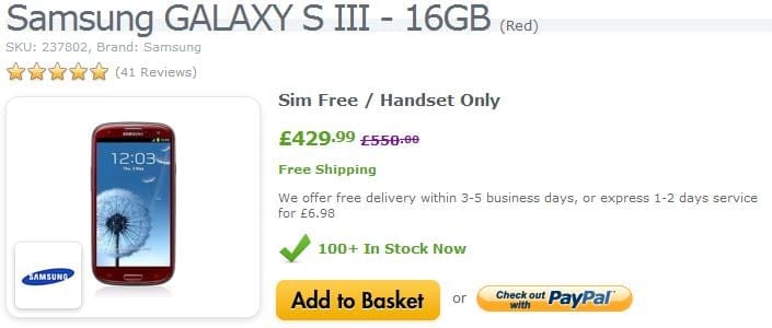 UK gets its Garnet Red Galaxy S3 for Price of £429