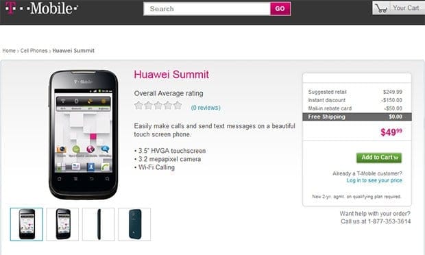 Huawei Summit available at T-Mobile for Price of $49. Appears to run on Android, but Tmo calls it proprietary!