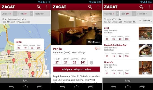 Zagat Android App updated and completely overhauled by Google