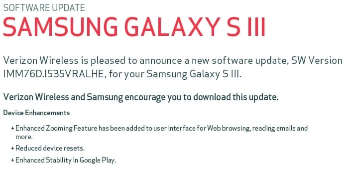 New Update for Verizon Galaxy S3 incoming, dubbed VRALHE