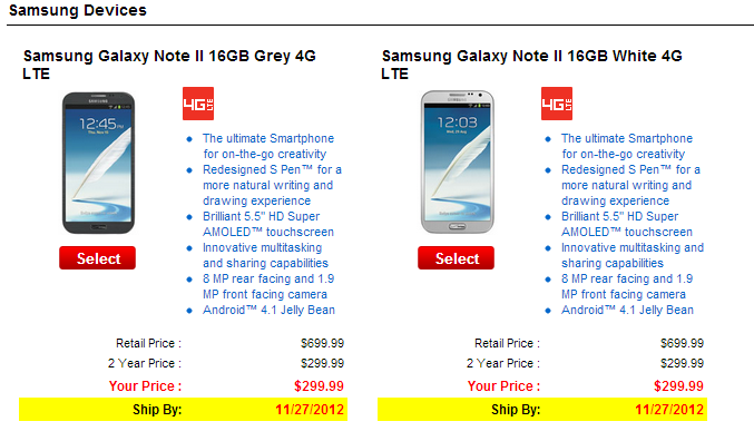 Verizon Samsung Galaxy Note 2 gets Price tag of $299, too, while release date set at November 27