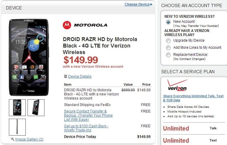 Wirefly offering Motorola Droid Razr HD for $149, Unlocked – $599