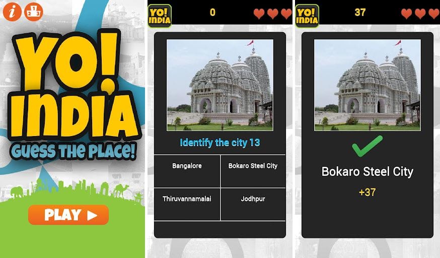 Yo! India Android game for Indians involves identifying the location based on its pic