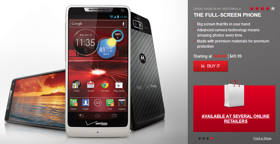 Motorola Droid RAZR M price reduced to $49 only