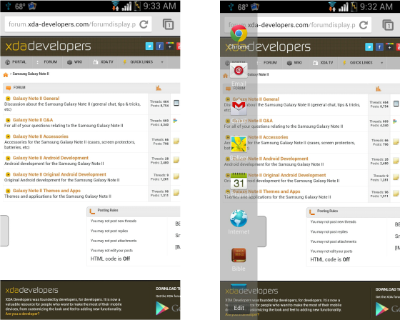 Galaxy Note 2 Multi-Window made transparent via a mod