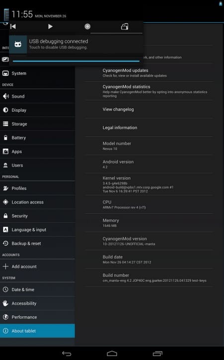 CyanogenMod 10.1 for Nexus 10 coming soon [Screenshot]