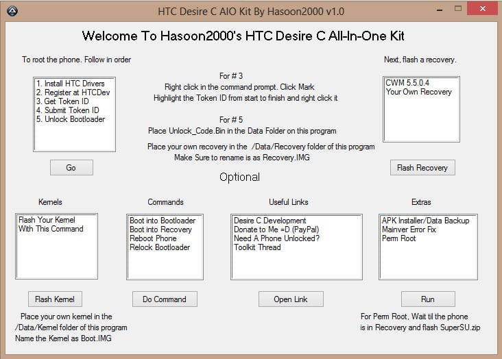 Download HTC Desire C All-In-One Toolkit