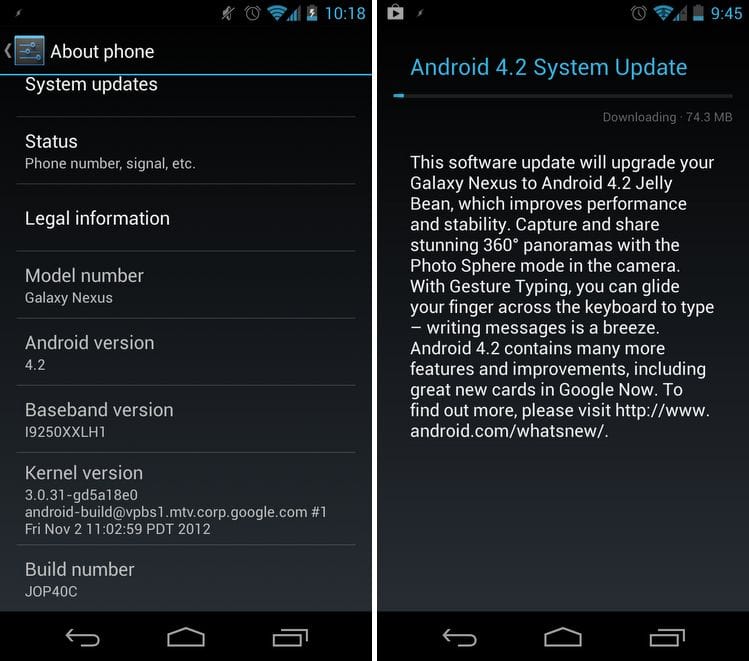 Android 4.2 Update rolling out for Galaxy Nexus already!