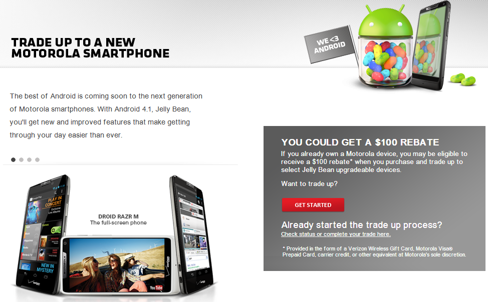 Motorola giving $100 in rebate for devices not receiving Jelly Bean