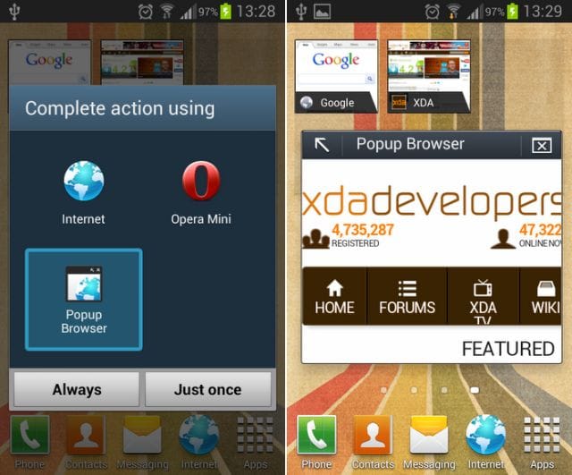 Galaxy Note 2 pop-up browser ported for Galaxy S2