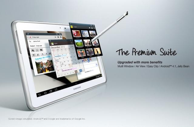 Premium Suite included with Jelly Bean update for the Galaxy Note 10.1; Brings extended Multi-window features, Air View and more.