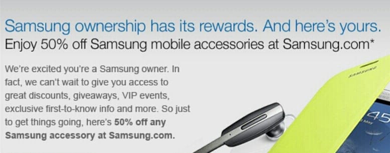 Get 50% discount deal on Samsung Accessories by registering your Samsung device in the U.S.