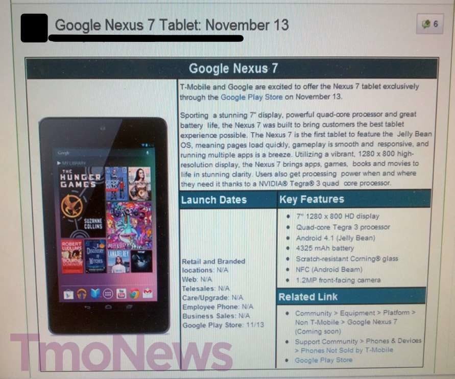 T-Mobile Nexus 7 3G Release Date confirmed!