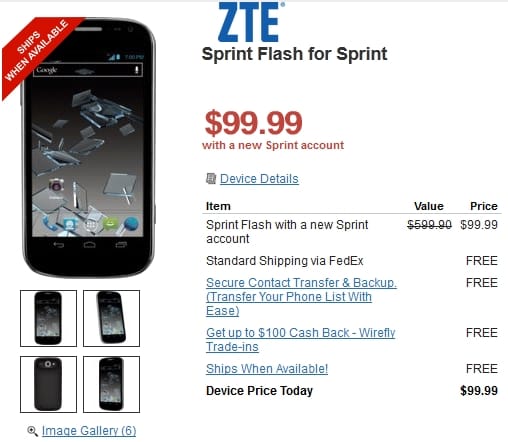 Sprint ZTE Flash price and specs now official