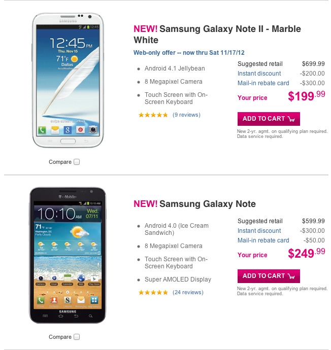 T-Mobile thinks Original Galaxy Note is better than Note 2!