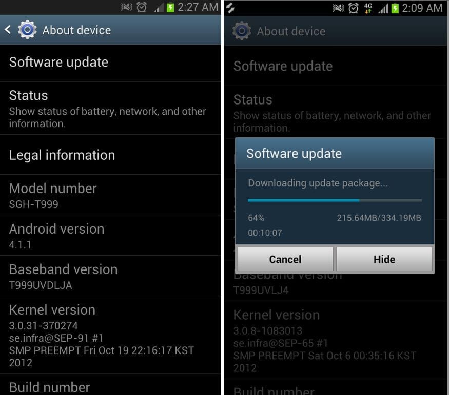 T-Mobile Galaxy S3 Jelly Bean update out now. Firmware version: T999UVDLJA