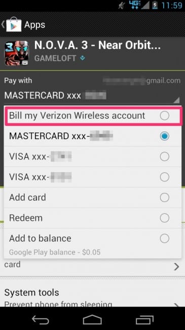 Verizon now supports Google Play purchases, gets you “Bill my Verizon Wireless Account” in payment options