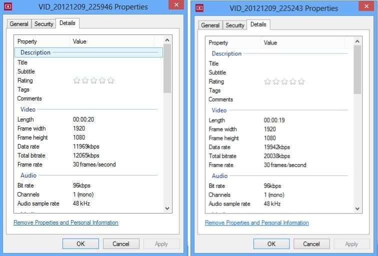 Increase Video Recording bitrate on the Nexus 4 to 20mbps